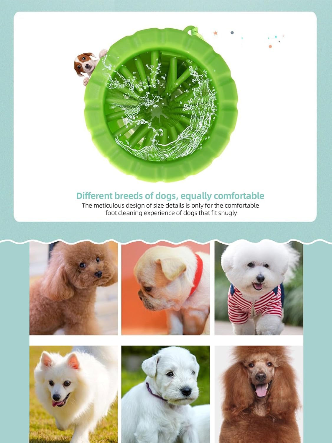 Dog Paw Cleaner – Green, Portable Paw Washer for Muddy Paws, Dog Paw Cleaning Cup with Gentle Silicone Bristles, Quick Clean Pet Paw Washer