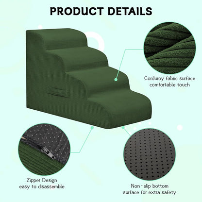 Mesa Lemon Dog Stairs & Steps for High Beds, 3 Steps High Density Foam Waterproof Dog Ramp for Small Dogs and Cats, Pet Stairs with Removable Washable Cover for Bed, Couch, Sofa and Car (H:16")