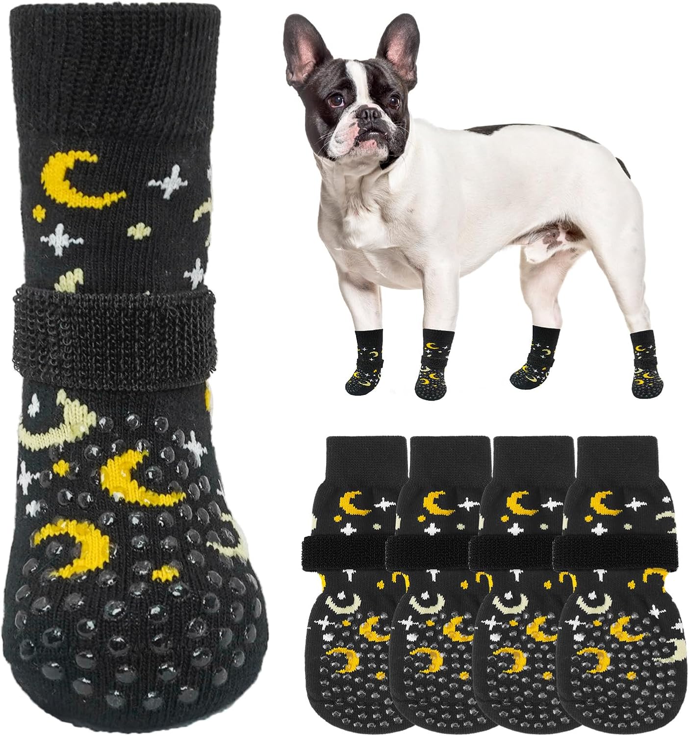 SCENEREAL 6Pcs Anti Slip Dog Socks to Prevent Licking Paws for Hot/Cold Pavement, Dog Grippy Socks for Hardwood Floors, Dog Shoes for Boots & Paw Protectors for Puppy Small Medium Large Senior Dogs
