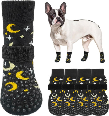 SCENEREAL 6Pcs Anti Slip Dog Socks to Prevent Licking Paws for Hot/Cold Pavement, Dog Grippy Socks for Hardwood Floors, Dog Shoes for Boots & Paw Protectors for Puppy Small Medium Large Senior Dogs