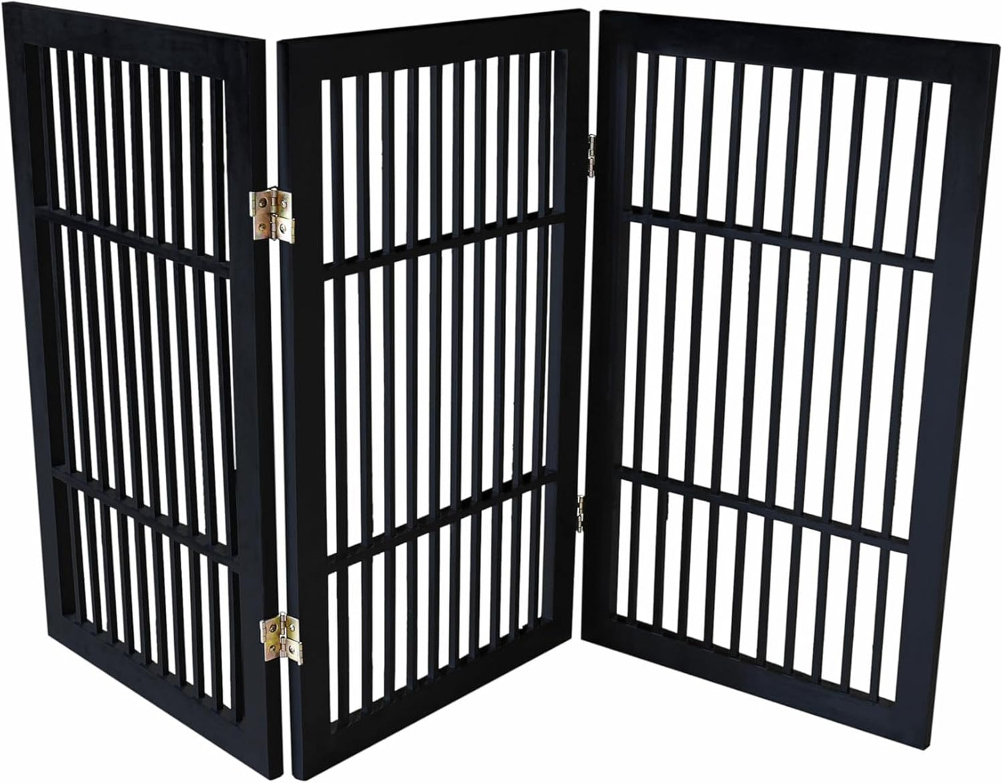 Urnporium Freestanding Wooden Dog Gate for Doorways – Foldable Acacia Wood Pet Gate, No Drill Portable Indoor/Outdoor Puppy Fence Barrier (White Pet Gate, 3 Panel 24" Tall)