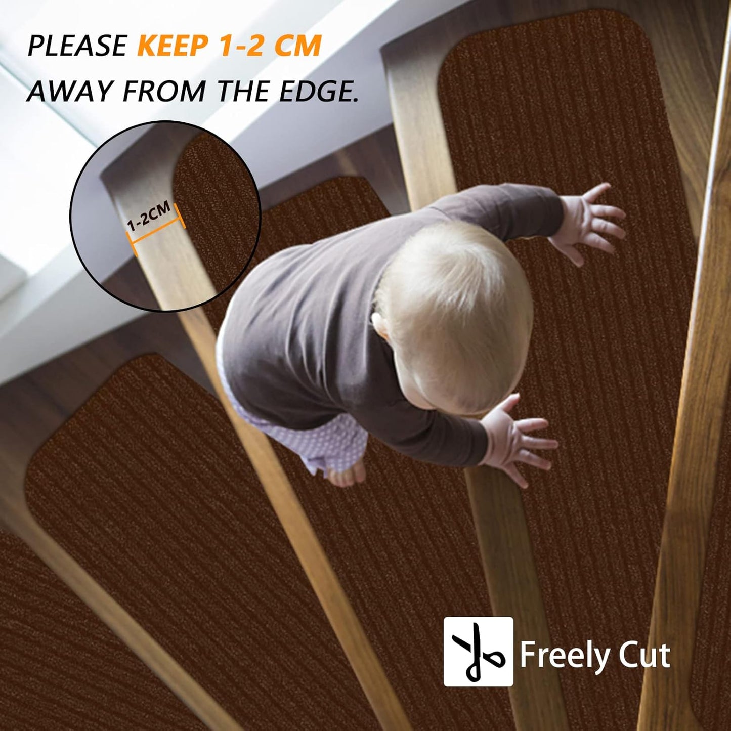 Stair Treads for Wooden Steps Carpet, Non-Slip Stair Runner Indoor Outdoor Stair Tread Mats Covers Pads, 19" x 31"Matching Landing Step Runner for Elders, Kids and Dogs (19" x 31", Black)