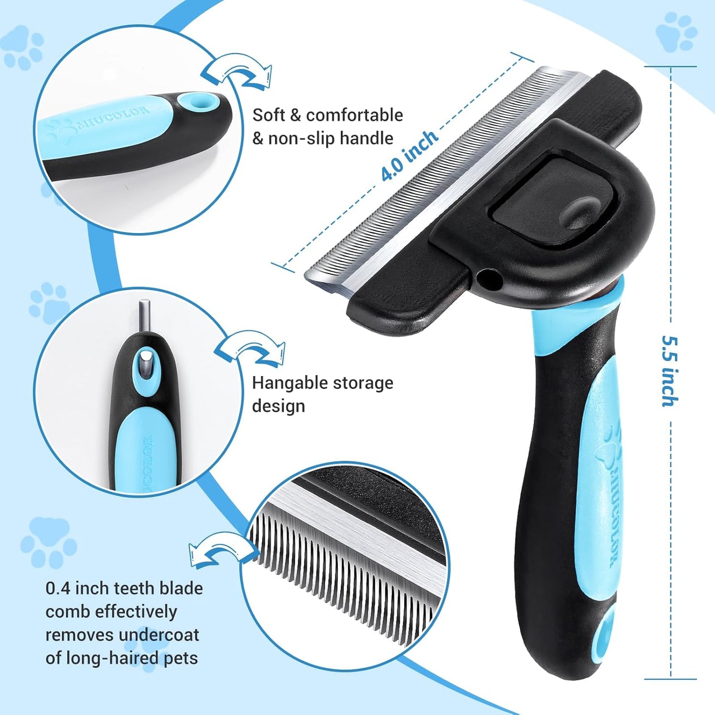 MIU COLOR Pet Grooming Brush, Deshedding Tool for Dogs & Cats, Effectively Reduces Shedding by up to 95% for Short Medium and Long Pet Hair