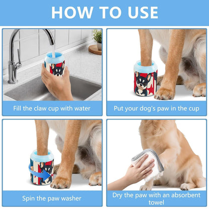 Dog Paw Cleaner Cups for Dogs Pet Foot Washer Paw Scrubber for Medium Small Dogs Cats Cleaning Cup Cute Yellow Fiesta Guitars Cacti and Ethnic Birds