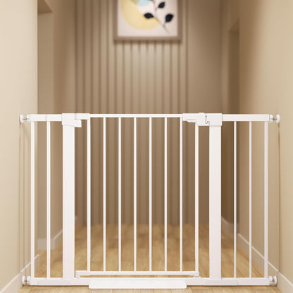 29-42 inches Metal Baby Gate for Stairs/Doorways, 30 inches Tall Pressure Mounted Pet Gates, Auto-Close Child Safety Gate, No Drilling Easy Walk-Through Dog Gate Indoor, Black