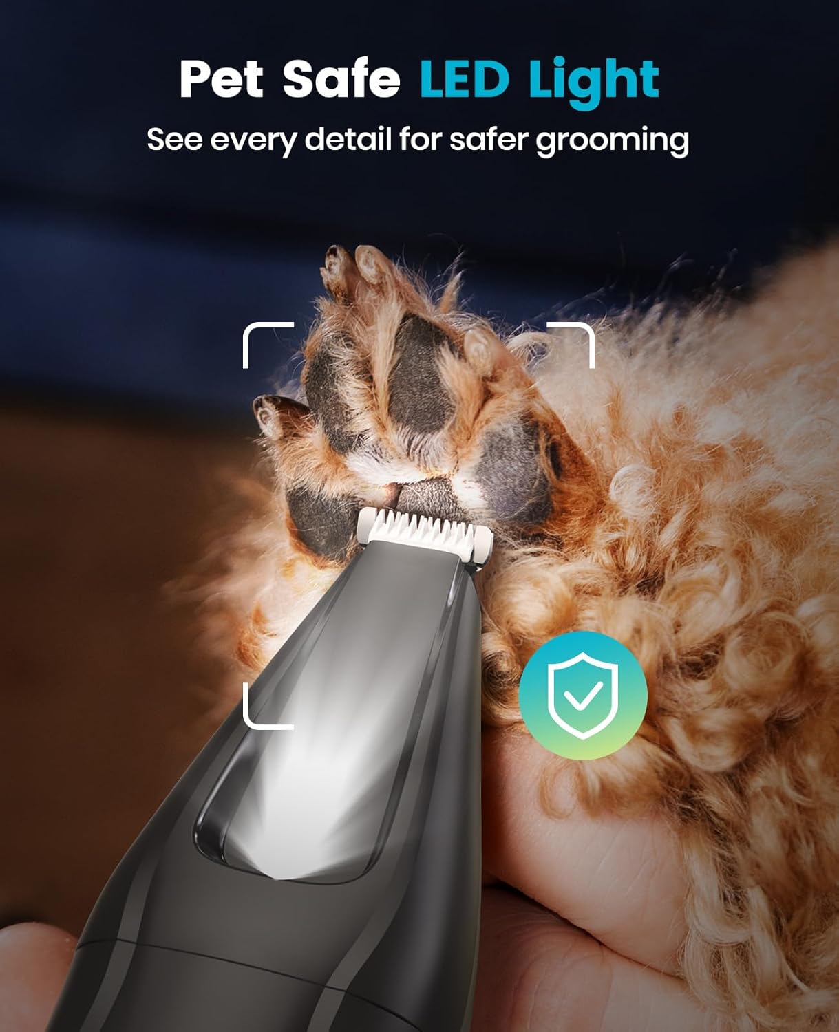 oneisall Professional Dog Grooming Kit at Home: All-in-One Quiet Clippers & Nail Grinder with LED Light, 2000mAh Cordless Dog Shaver, Safe Poodle Grooming Kit for Paws, Face, Ears & Body
