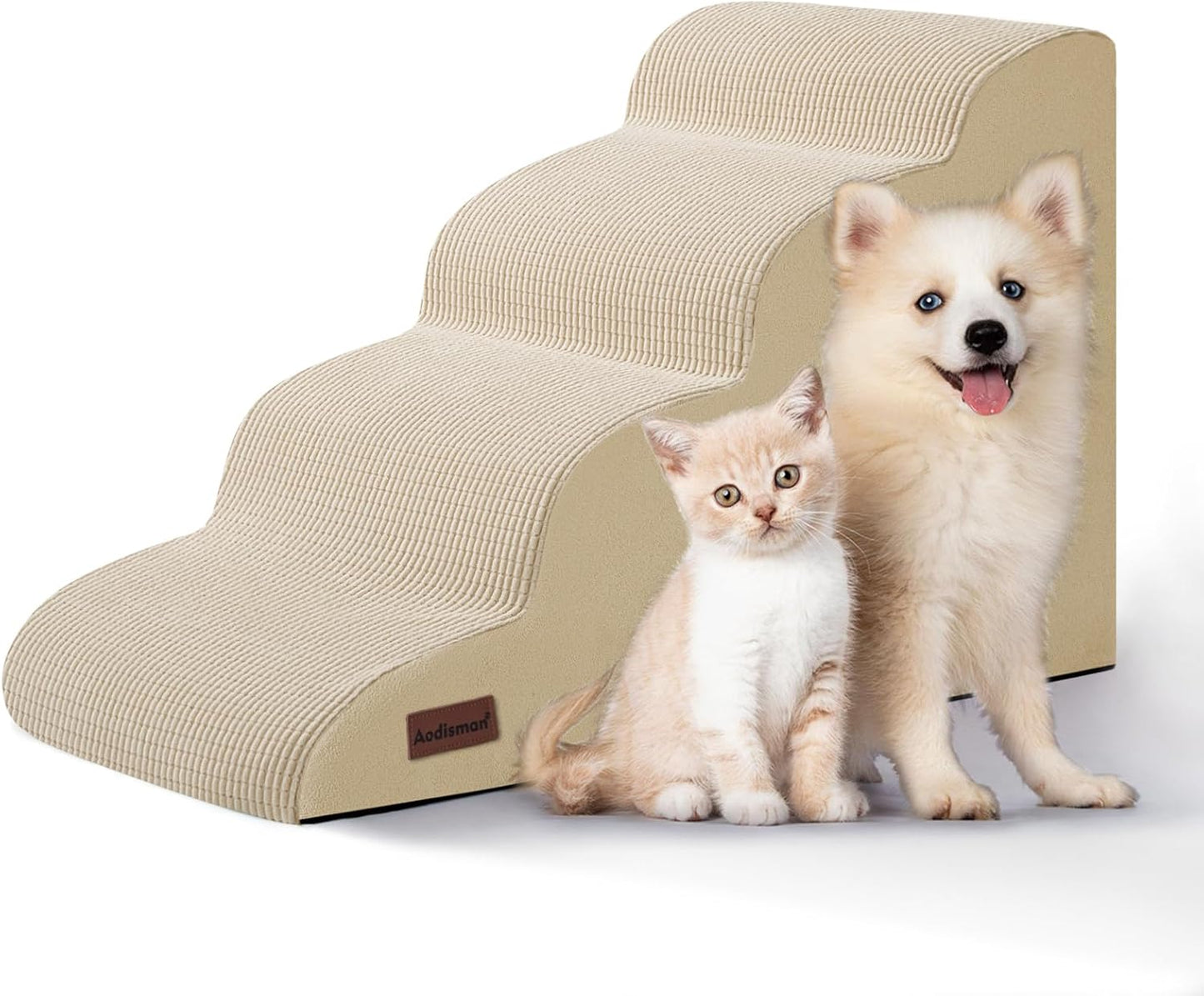 Aodisman 3-Step Dog Ramp and Stairs for Sofa and Chair - Non-Slip Sturdy Pet Steps for Small Dogs and Cats,15.7" H,Grey