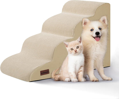 Aodisman 3-Step Dog Ramp and Stairs for Sofa and Chair - Non-Slip Sturdy Pet Steps for Small Dogs and Cats,15.7" H,Grey