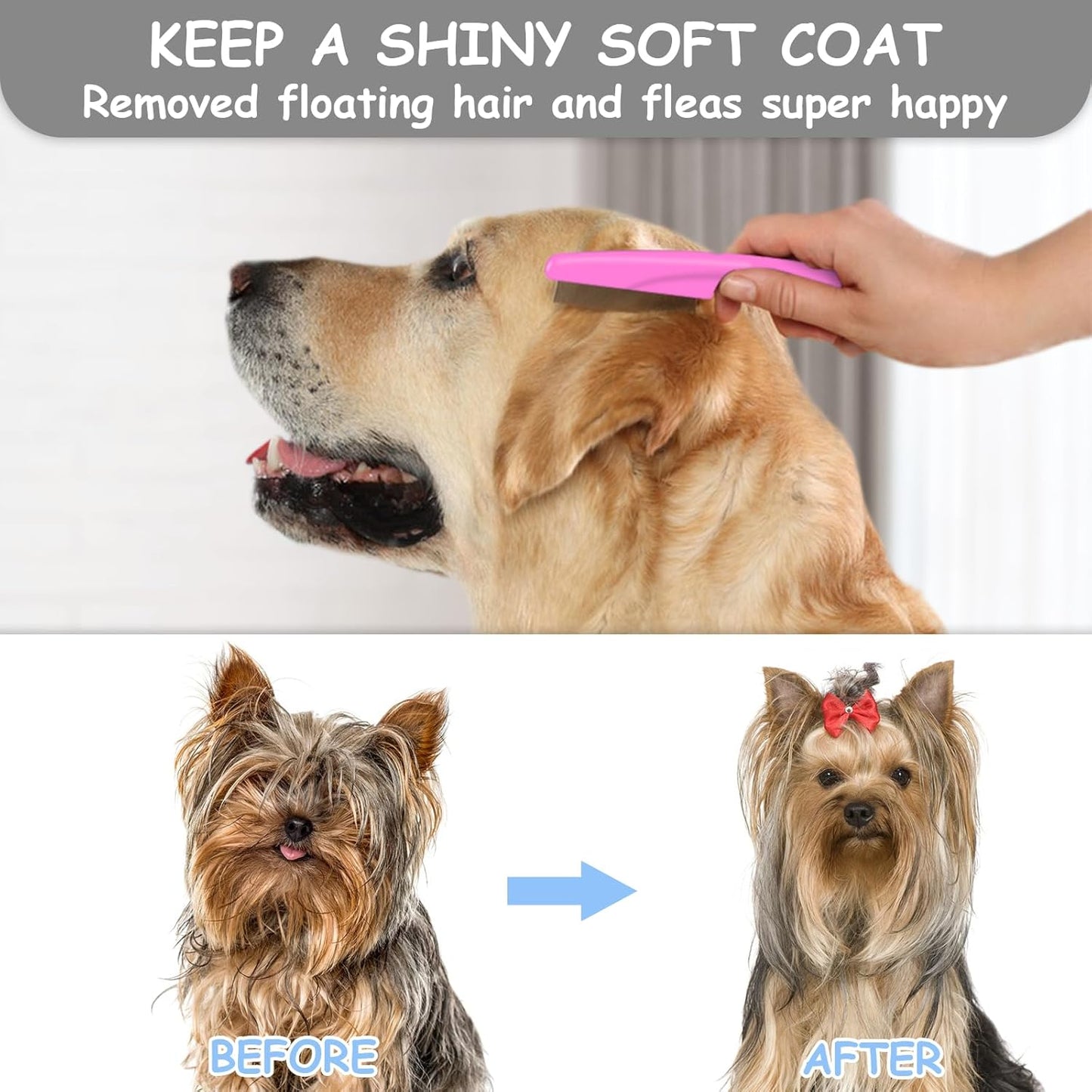 GUBCUB Pets Grooming Comb Kit for Small Dogs Puppies For Tear Stain Remover, 2-in-1 with Round Teeth to Remove Knots Crust Mucus