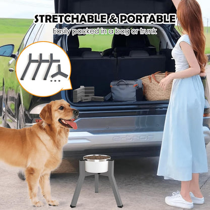 Elevated Dog Bowls for Large and Extra Large Dogs, Adjustable Width Dog Bowl Stand for 7-10.6" Wide Bowls, Food and Water Feeder, 13.7 in Tall Single Holder (Bowl Not Included)