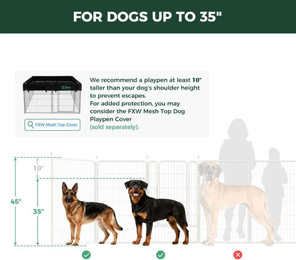 FXW Rollick Unleashed Dog Playpen for Indoor, Yard, RV Camping, 24 inch 8 Panels for Small and Puppy Dogs, Black│Patented