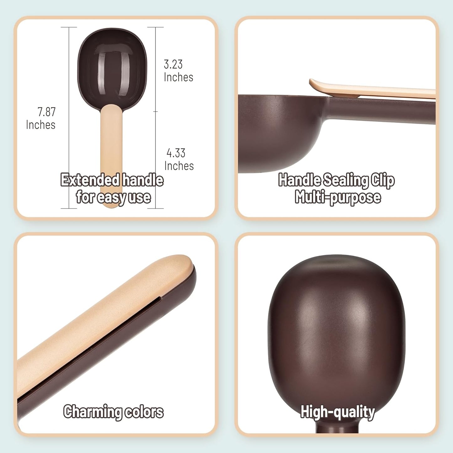 Dog Food Scoop with Clip, Food Spoon for Dogs and Cats, Convenient Pet Food, Cup Measuring Scoop, Durable Pet Food Spoon, Long Handle for Easy Scooping