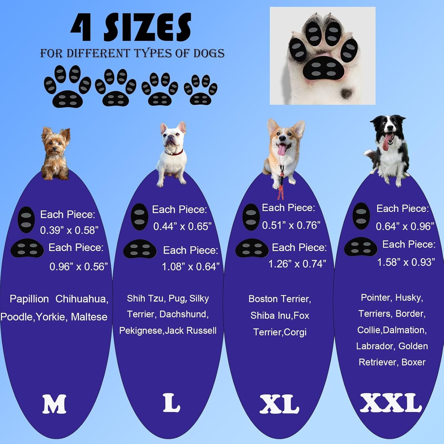 Dog Paw Protector Anti-Slip Pads, Toe Grips for Dogs from Slipping On Hardwood Floors, Stronger Self-Adhesive Paw Pad Provide Traction for Senior, Injured Dogs (5 Sets - 10 Pads) (L)
