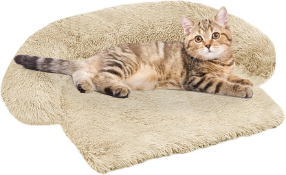 Calming Dog Bed Fluffy Plush Dog Mat for Furniture Protector with Removable Washable Cover for Large Medium Small Dogs and Cats (Large, Light Grey)