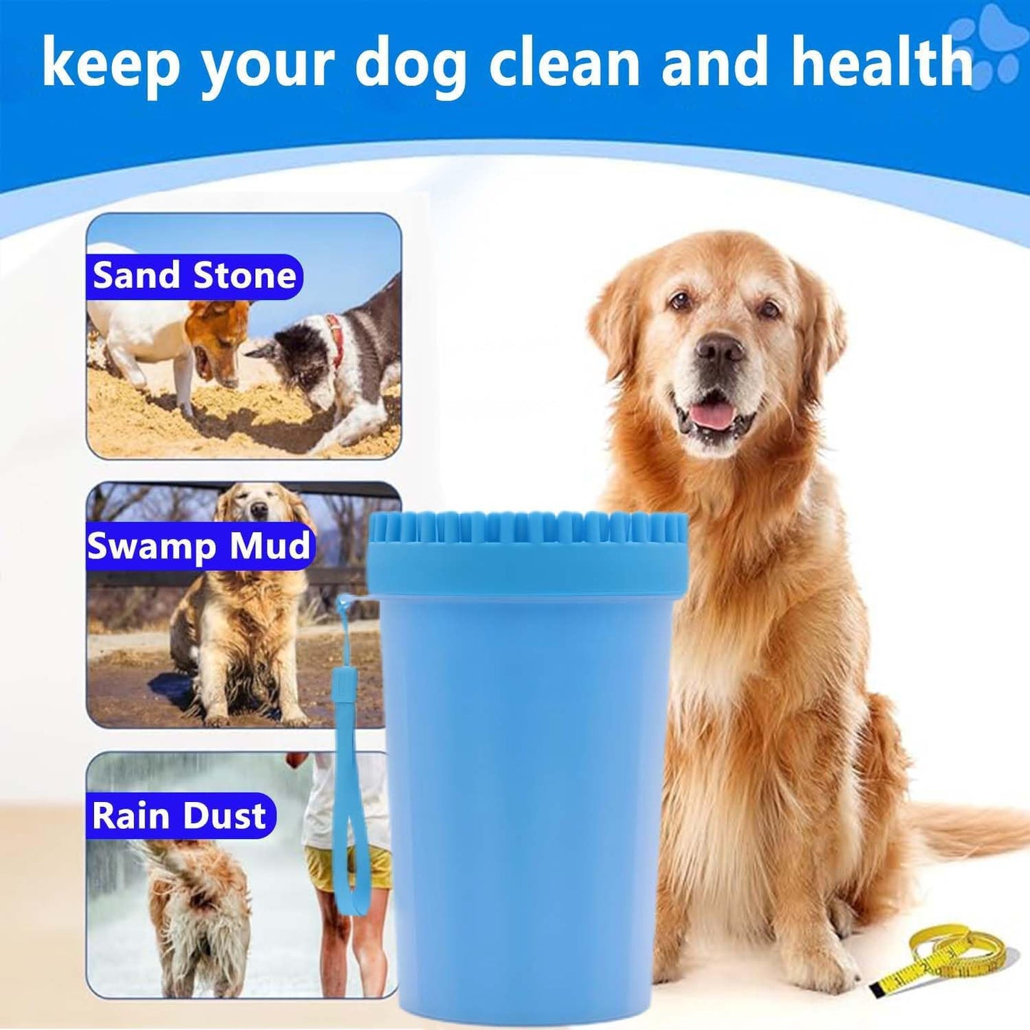 Dog Paw Cleaner, Foot Washer for Pets - Quickly Clean a Muddy Paw, Soft Silicone Bristles, Suitable for Small, Medium, Large Breed Dogs(with 1 Absorbent Towel)