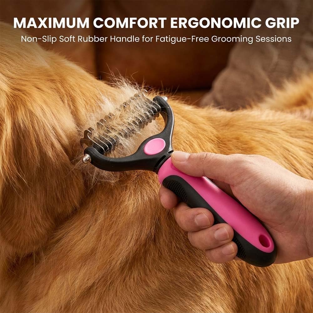 Sakerplus Pet Grooming Tool for Dogs & Cats, Professional Deshedding & Dematting Brush, Stainless Steel Undercoat Rake for Long & Short Hair Pets, Gentle Pet Hair Remover Comb (Blue,Small+Large)