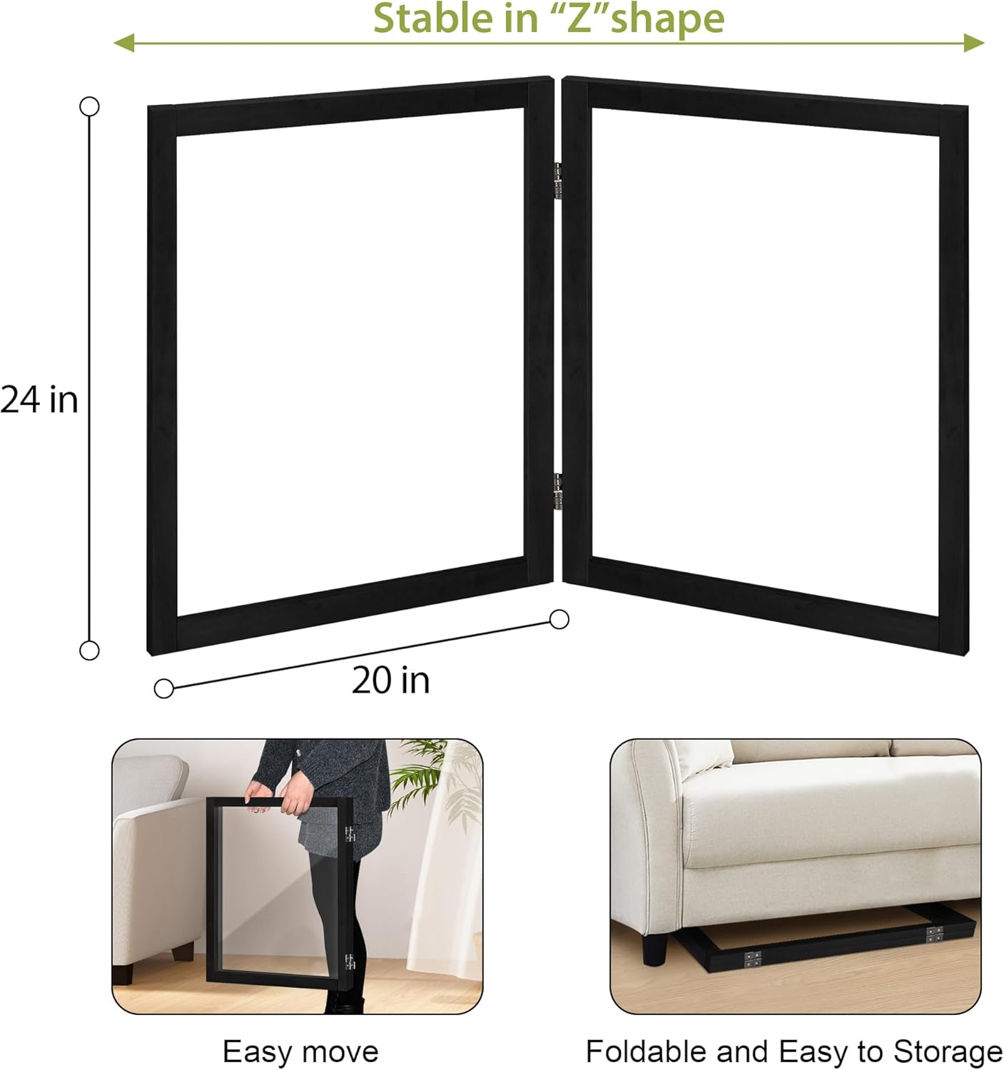 LZRS Clear Dog Gate for Indoor Use - Transparent Pet Fence with Solid Hardwood and Plastic Board, Stylish & Durable freestanding Pet Gate for Doorways, Stairs and Hallways-2 Panel Cherry