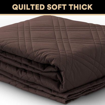 PrinceDeco 100% Waterproof Couch Cover for 3 Cushion Couch Sofa Pet Friendly Non-Slip Couch Cover for Dogs Washable Water Resistant Furniture Protector with Elastic Straps(Sofa 68", French Oak)