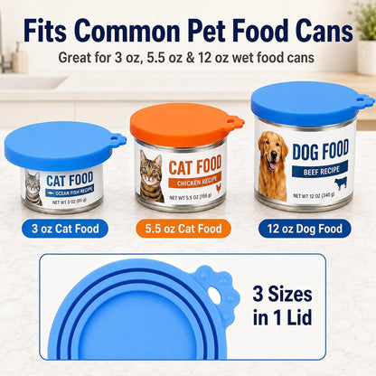 Lydia’s Deal Pet Food Can Covers 2-Pack, Thick Silicone Universal Can Lids for Dog & Cat Food, Fits 3oz/5.5oz/12oz, Airtight Seal, Durable & Dishwasher Safe, Easy Grip with Spoon (Blue & Orange)