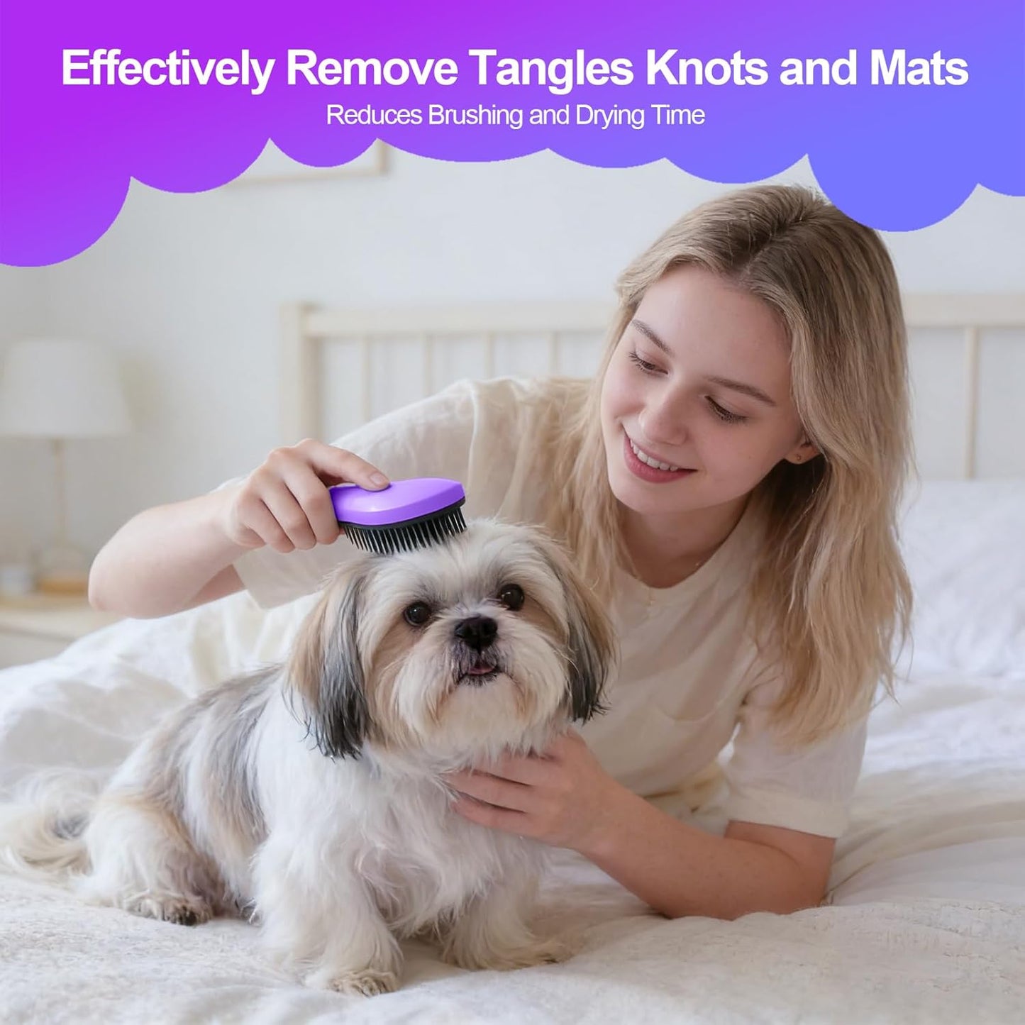 Small Dog Brush- Grooming Tool for Teddy, Yorkies, Maltese, Shih Tzu, Chihuahua - Puppy Hair Brush (Blue)