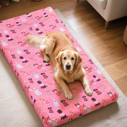 Dog Bed Covers Replacement Washable, Elastic Edged Pet Bed Protector with Cute Dog Pattern Design for Small & Medium Pet Beds, Cover Only (Blue, 36x27x6 Inch)