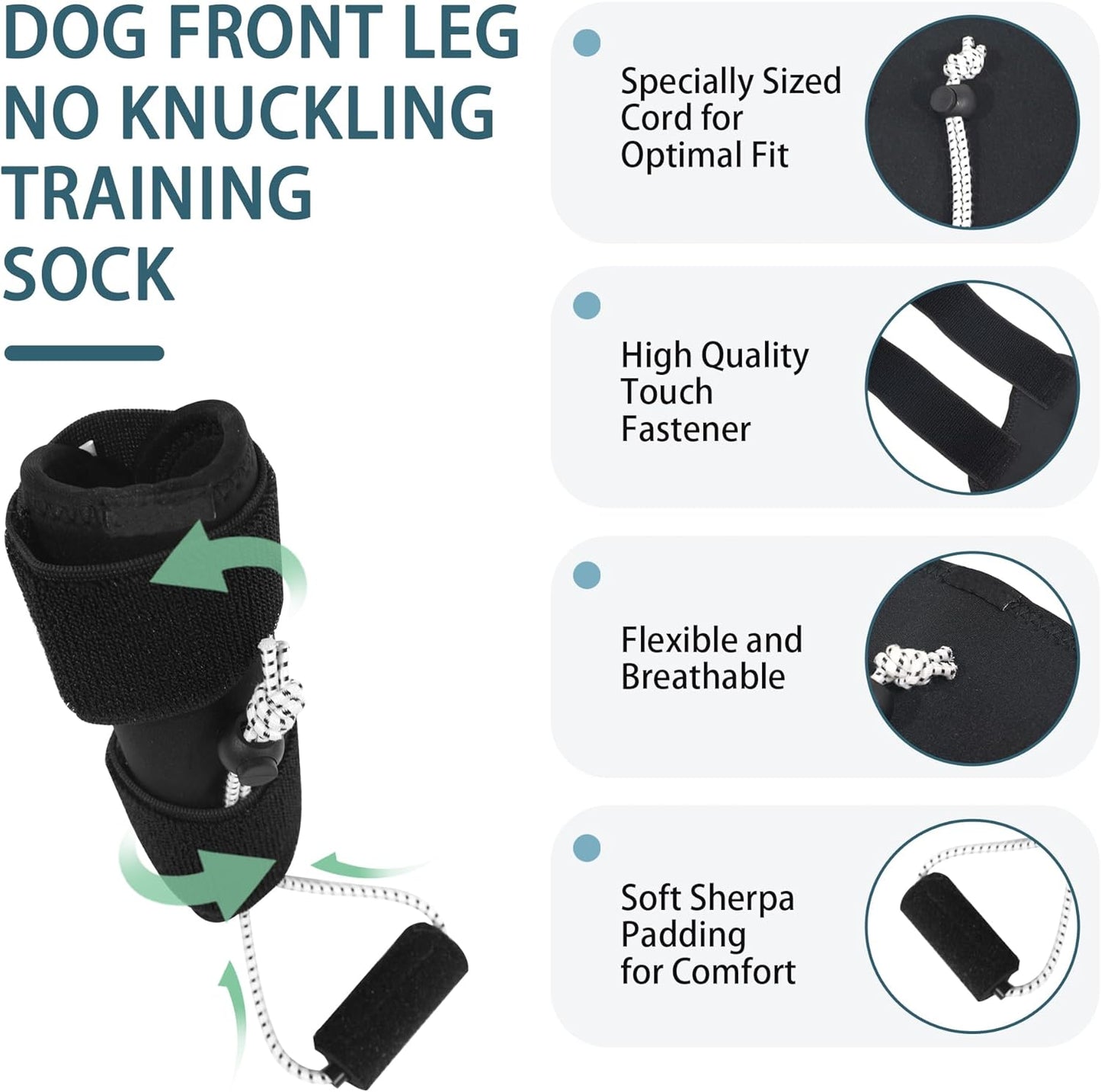 Dog Knuckling Brace, Dog Toe Grips for ACL Injury, Hock Fracture, Arthritis & Meniscus Tears, Rear Legs, L