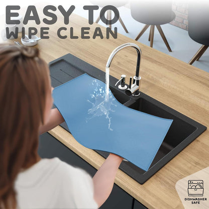 Dog Food Mat - Raised Edges Dogs Mat for Food and Water Prevent Spill, Waterproof Cat Food Mats Protect Floors, Easy Clean Dog Bowl Mats for Food and Water, Silicone Pet Feeding Placemats