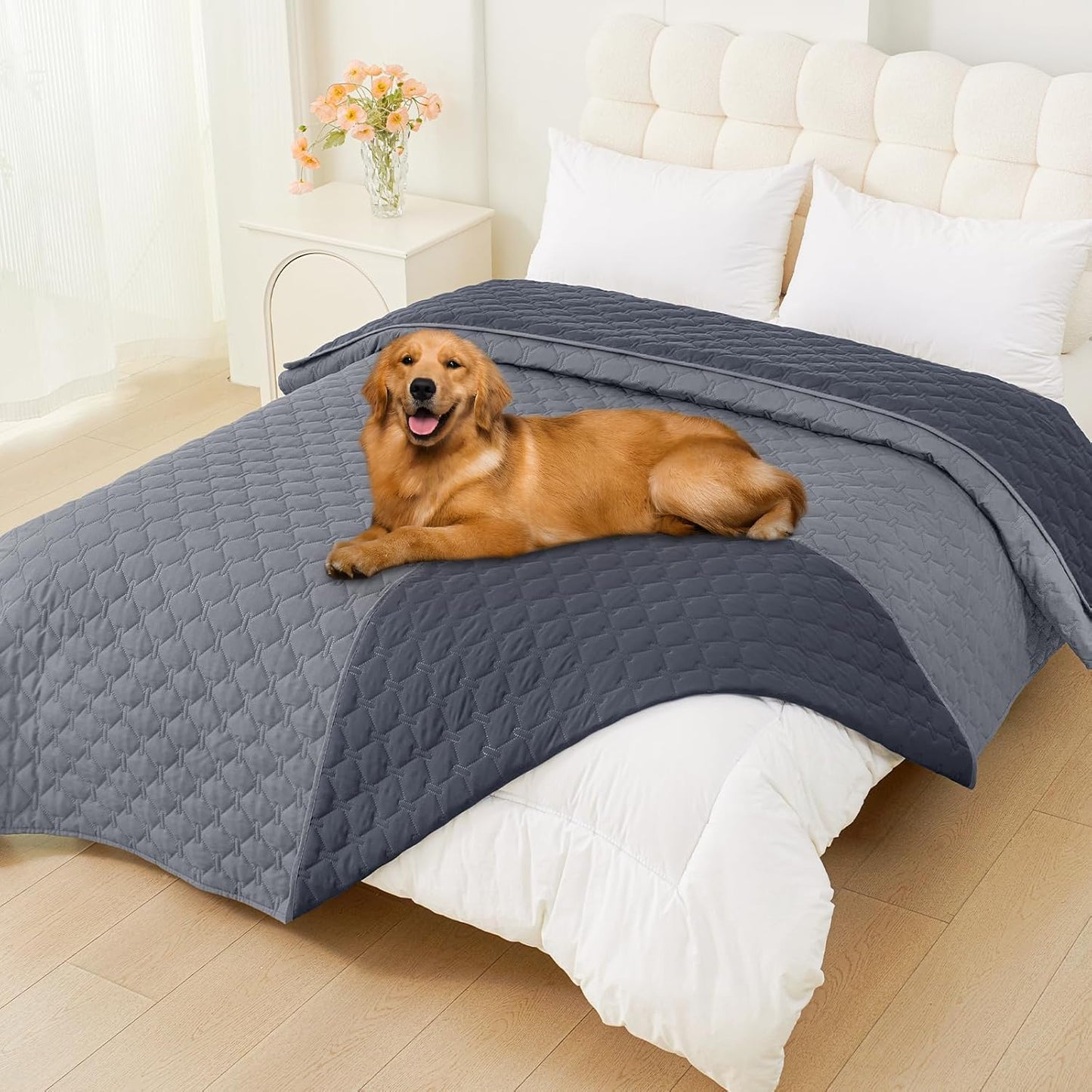 Smiry Waterproof Dog Bed Cover Blanket 30x70, Soft Reversible Pet Blanket, Washable Leakproof Cats Dogs Couch Cover for Sofa, Couch, Furniture, Grey/Dark Grey