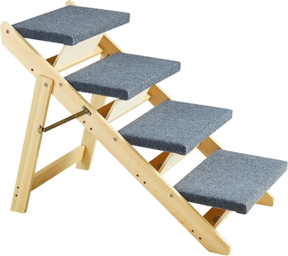 VEVOR Wood Pet Stairs, 2-Step Dog Stairs for Beds, Sofa & Cars, 110lbs Load Capacity, Floded Flat Design, Stable & Sturdy Cat & Dog Step Ladder for Small Medium Large Older Pet Puppy Essentials