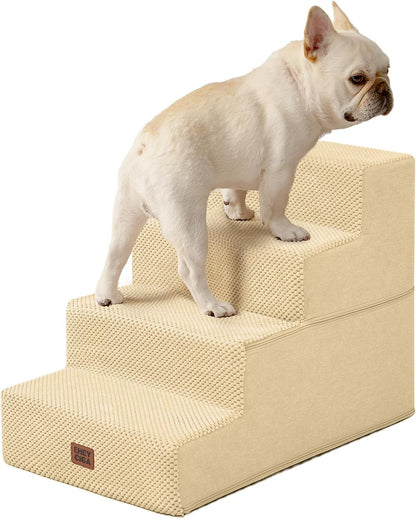 EHEYCIGA Dog Stairs for High Bed 22.5" H, 5-Step Dog Steps for Bed, Pet Steps for Small Dogs and Cats, Non-Slip Balanced Pet Ramp Indoor, Grey