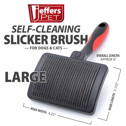 Jeffers Pet Dual Level Pin Universal Slicker Brush for Dogs, Cats & Small Pets - Curved Grooming Brush with Long & Short Pins for Shedding, Detangling, Finishing - Remove Mats & Dead Coat - Large