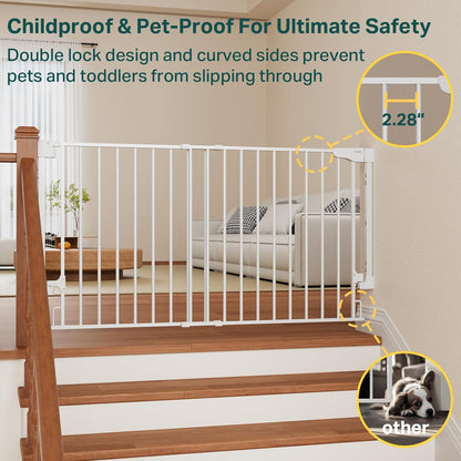 Cumbor 29.2–43" Baby Gate for Stairs, Hardware Mounted (Drill Required), Expandable No Bottom Bar Dog Gate, Auto Close Extra Wide Walk Thru, Pet & Toddler Proof Gate, Top & Bottom of Stairways(Black)