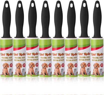 Hushee 8 Pcs Mini Lint Roller for Travel Small Lint Removers Bulk for Pet Hair and Clothes Small Size Removers Portable Sticky Removing Tool for Cleaning Furniture Dog Car Seat