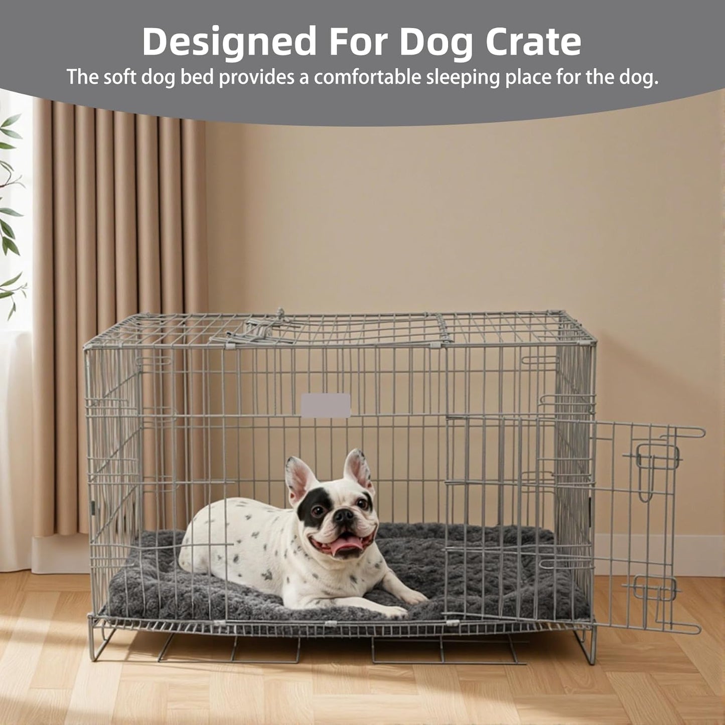Washable Dog Bed Mat Ultra Soft Dog Crate Pad Comfy Fluffy Pet Kennel Beds Sleeping Mattress for Large Jumbo Medium Small Dogs, 36 x 23 Inch, Gray