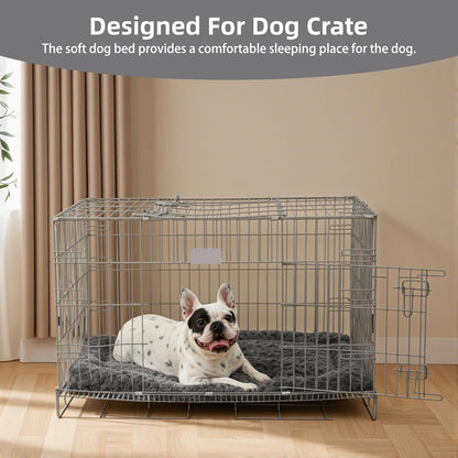 Washable Dog Bed Mat Ultra Soft Dog Crate Pad Comfy Fluffy Pet Kennel Beds Sleeping Mattress for Large Jumbo Medium Small Dogs, 36 x 23 Inch, Gray