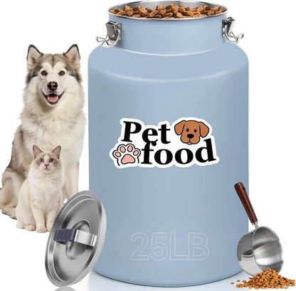 30 lb Stainless Steel Dog Food Storage Container, Airtight Metal Canister with Lid & Scoop, Extra Large Capacity for Multi-Pet Families, Preserve Freshness