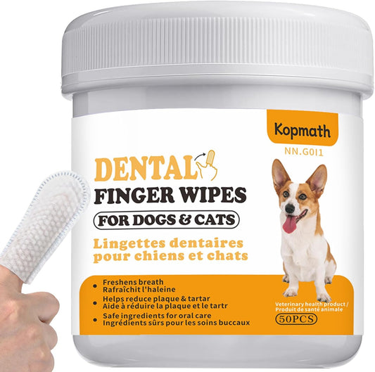 Finger Brushes for Dental Care of Pets, Teeth Cleaning Finger Wipes, Dog Dental Wipes, Reduce Plaque & Tartar, Freshen Breath, Safe & Natural Pet Dental Wipes for Dogs Teeth