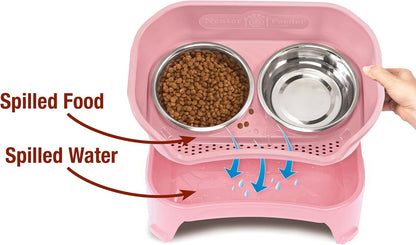 Neater Feeder Express Mess Proof Dog Bowls Elevated for Small Breeds under 15 Lb, Made in USA, No Spill Raised Dog Food Bowl Stand, Stainless Steel Food and Water Bowl Set, Feeding Station, Cappuccino