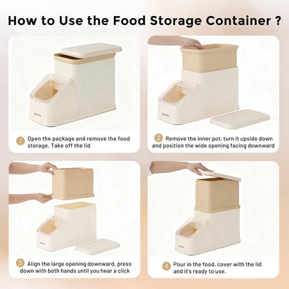 ZOMISIA 30-40lbs Collapsible Dog Food Storage - First-in, First-out Easy Dispense Base for Freshness, Pet Food Storage Containers with Transparent Lid and Scoop