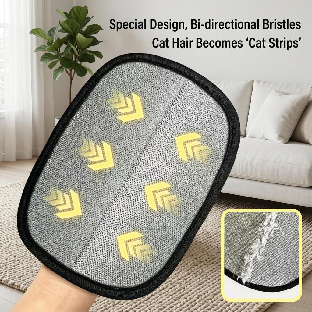 Pet Hair Remover Glove for Dogs and Cats 2 Pack Reusable Electrostatic 5 Finger Grooming Brush Tool Lint Catcher for Couch Clothing Car Seat