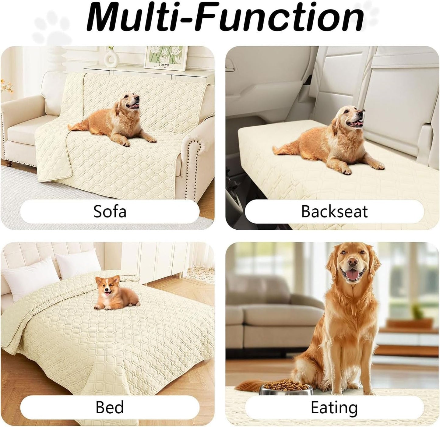 hyha Waterproof Dog Bed Blanket, Soft Pet Blankets, Waterproof Couch Cover for Dogs, Reversible Sofa Covers Washable for Furniture (30x70 Inch, Taupe/Beige)