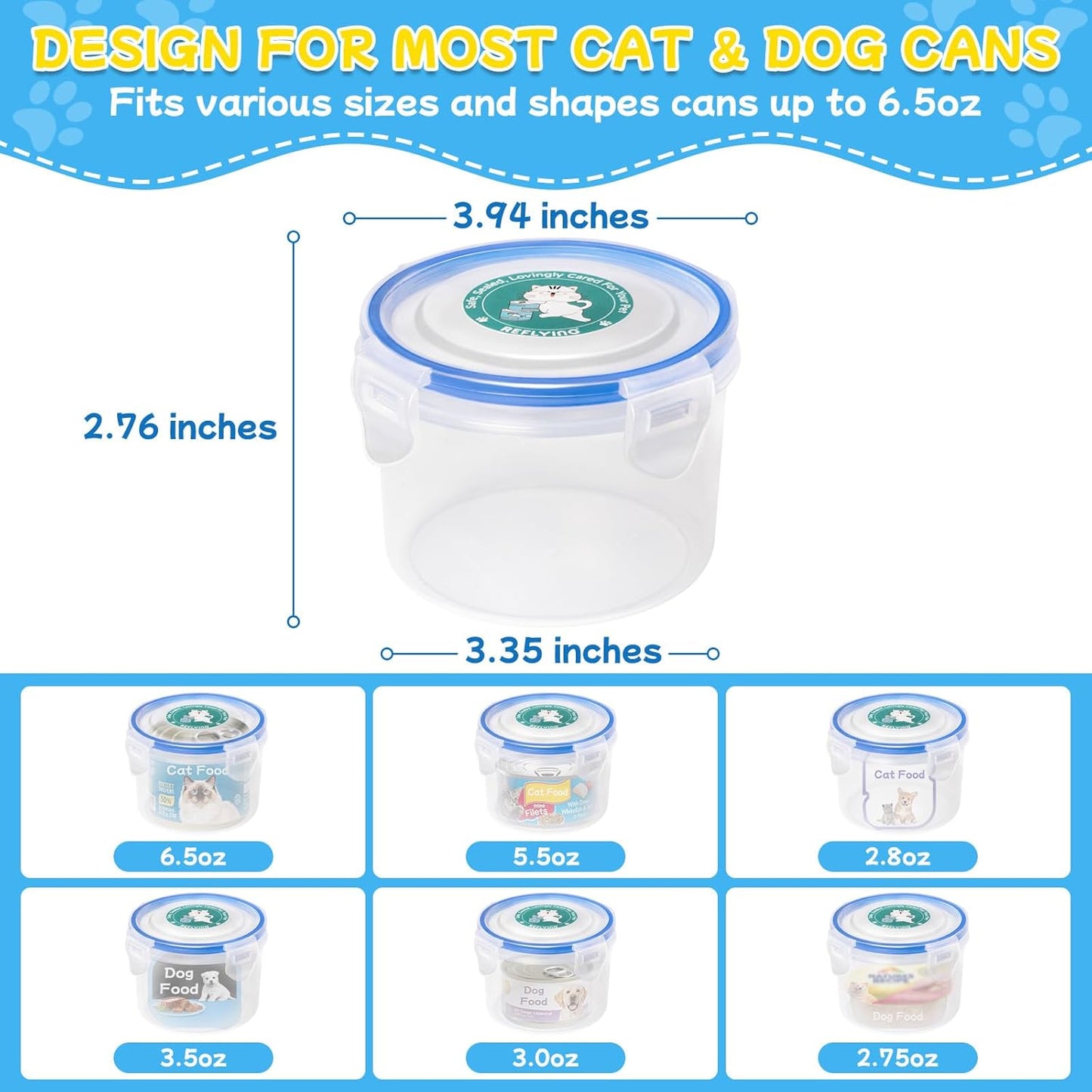 Canned Cat Food Storage Lids,Reusable Airtight Can Cover Pet Food Sealer - Keeps Dog Food Storage Container Food Fresh, Cat Food Container Eliminates Odor, Easy To Use With SUS 304 Spoon,Can Opener
