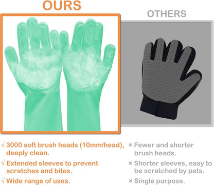 Pet Grooming Gloves, Dog Washing Gloves with High-Density Teeth, Heat Resistant Silicone Dog Bath Scrubber with Enhanced Five Finger Design, Bathing and Massaging for Dogs and Cats