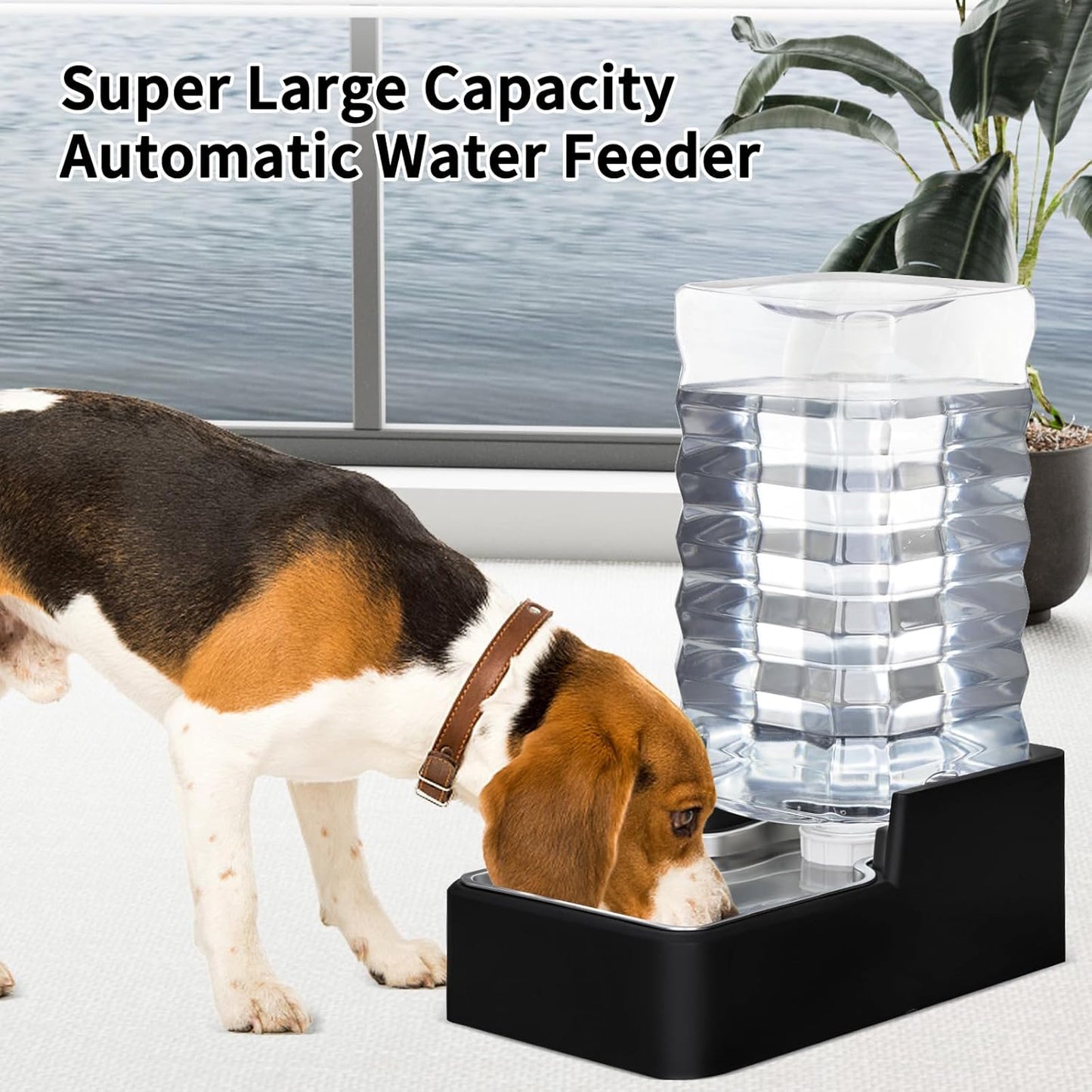 RIZZARI 10L Stainless Steel Dog Water Dispenser – Large Capacity Gravity Auto-Refill Waterer with Anti-Tip Design for Large Dogs, Ideal for Living Rooms, Offices & Indoor Pet Spaces