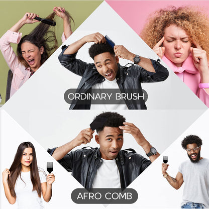 Boorika Afro Hair Pick Comb for Women & Men, 7.5 In Smooth Sturdy Wide Tooth for Detangling & Styling - Pack of 2