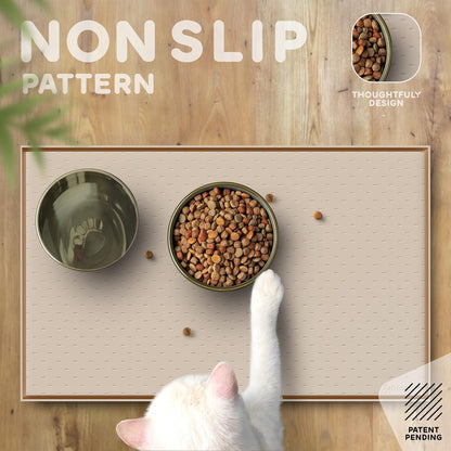 Dog Food Mat - Raised Edges Dogs Mat for Food and Water Prevent Spill, Waterproof Cat Food Mats Protect Floors, Easy Clean Dog Bowl Mats for Food and Water, Silicone Pet Feeding Placemats