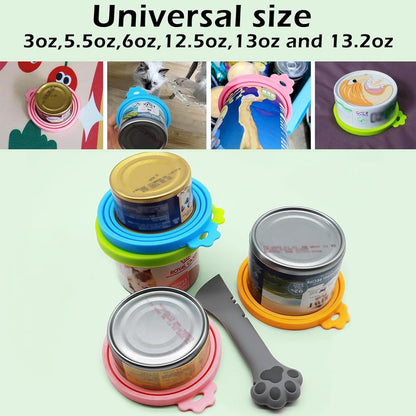 Food Can Lids, 4 Pcs Silicone Pet Food Can Covers for Dog & Cat Food, One Tin Cap Fit Most Standard Size Dog Cat Food Canned（Multicolor）…