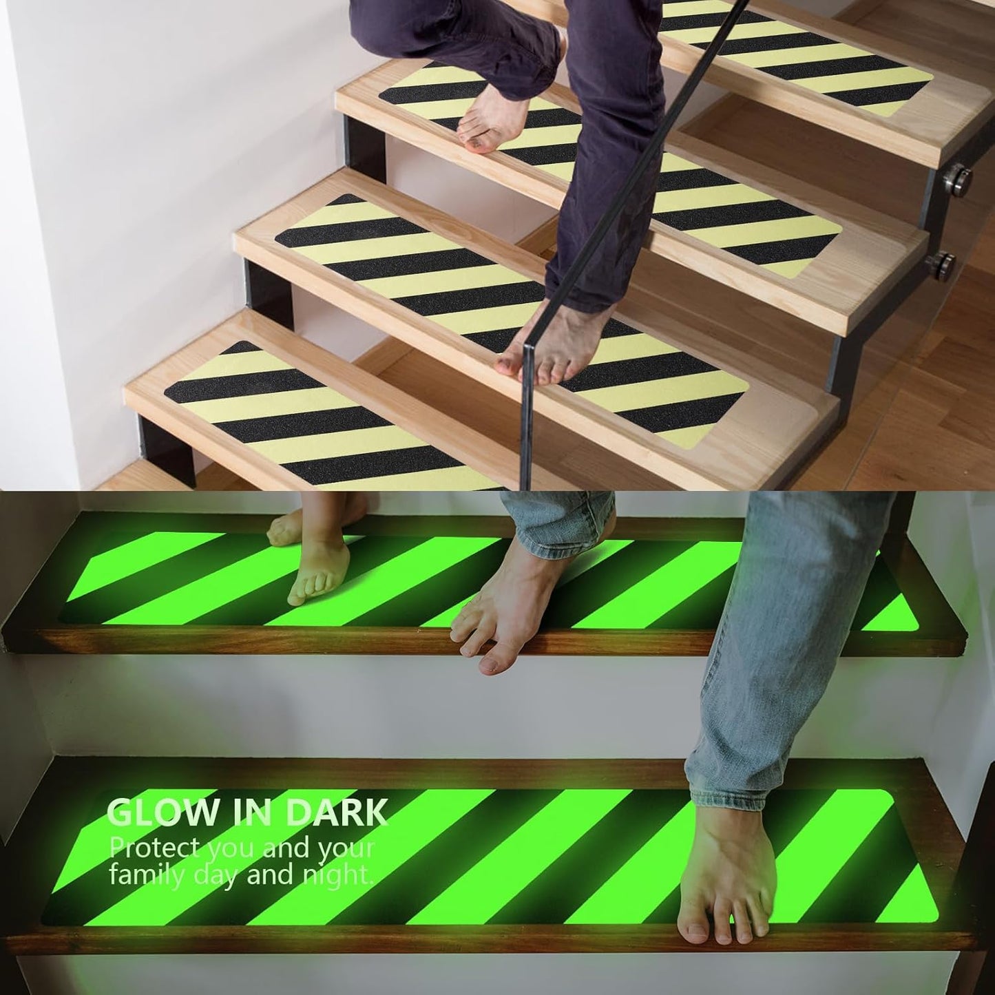 LifeGrip Stair Treads Non-Slip (15PCS), Anti Slip Transparent Stair Treads Tape for Indoor Wooden Step (4"X30"X15P-Treads)