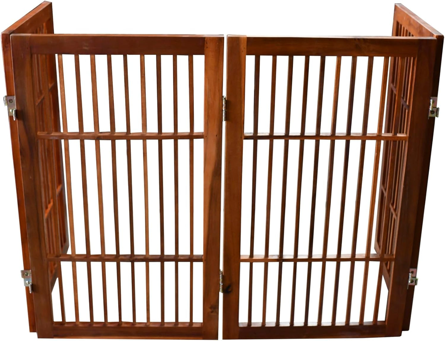 Urnporium Freestanding Wooden Dog Gate for Doorways – Foldable Acacia Wood Pet Gate, No Drill Portable Indoor/Outdoor Puppy Fence Barrier (White Pet Gate, 3 Panel 24" Tall)