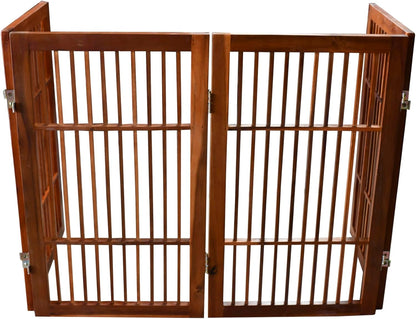 Urnporium Freestanding Wooden Dog Gate for Doorways – Foldable Acacia Wood Pet Gate, No Drill Portable Indoor/Outdoor Puppy Fence Barrier (White Pet Gate, 3 Panel 24" Tall)